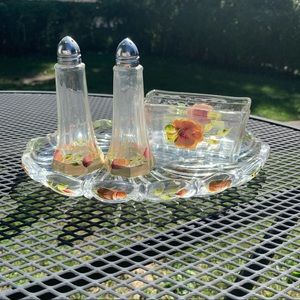 Hand painted glass entertaining set